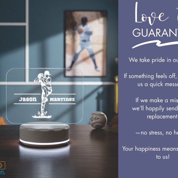 Custom LED Baseball Night Light – Great Room Decor - Picture 6 of 8